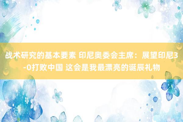 战术研究的基本要素 印尼奥委会主席：展望印尼3-0打败中国 这会是我最漂亮的诞辰礼物