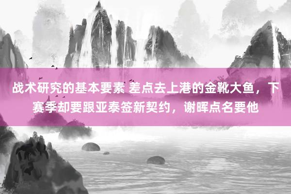 战术研究的基本要素 差点去上港的金靴大鱼，下赛季却要跟亚泰签新契约，谢晖点名要他