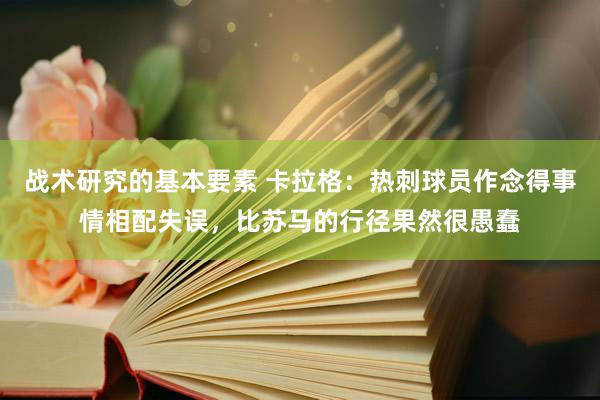 战术研究的基本要素 卡拉格：热刺球员作念得事情相配失误，比苏马的行径果然很愚蠢