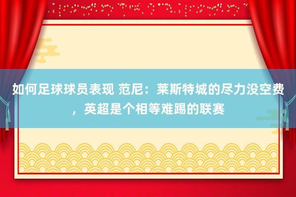 如何足球球员表现 范尼：莱斯特城的尽力没空费，英超是个相等难踢的联赛