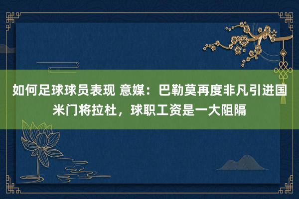 如何足球球员表现 意媒：巴勒莫再度非凡引进国米门将拉杜，球职工资是一大阻隔