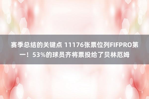 赛季总结的关键点 11176张票位列FIFPRO第一！53%的球员齐将票投给了贝林厄姆