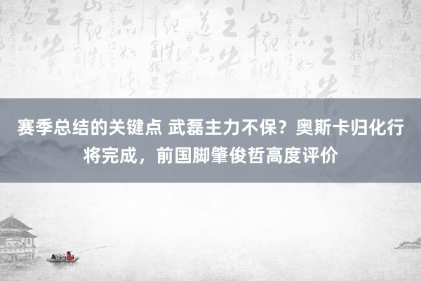 赛季总结的关键点 武磊主力不保？奥斯卡归化行将完成，前国脚肇俊哲高度评价