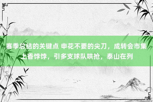 赛季总结的关键点 申花不要的尖刀，成转会市集上香饽饽，引多支球队哄抢，泰山在列